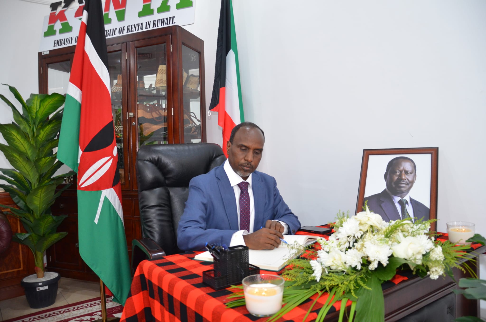 Presenting condolence at the Embassy of the Republic of Kenya